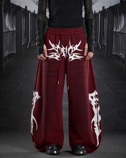 Street Flame Print Wide-Leg Sweatpants