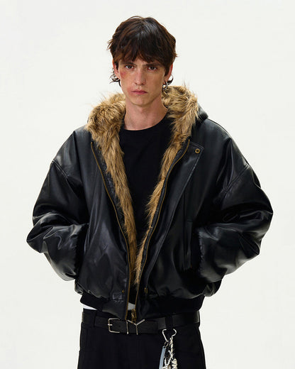 American Retro Reversible Thick Eco PU Leather Jacket