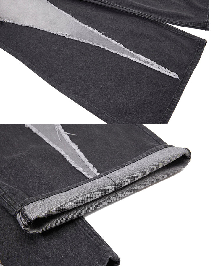 Vintage Washed Patchwork Denim Pants