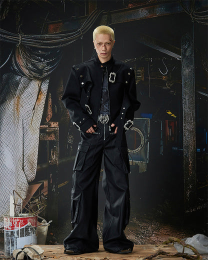 Gothic Buckle Strap Cropped Jacket