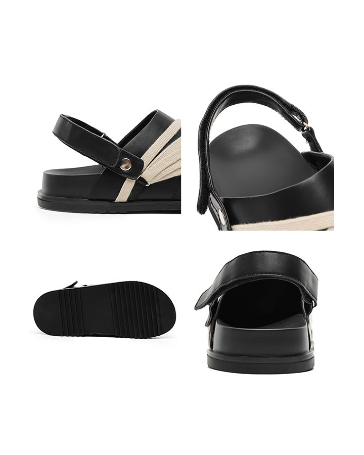 Black Crisscross Strap Slingback Sandals
