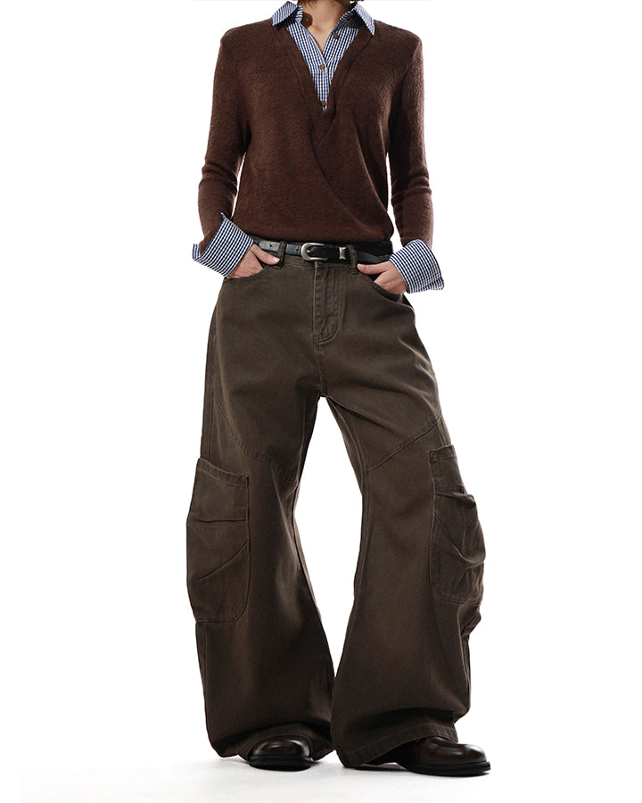 Vintage Washed Cargo Wide-Leg Scimitar Pants