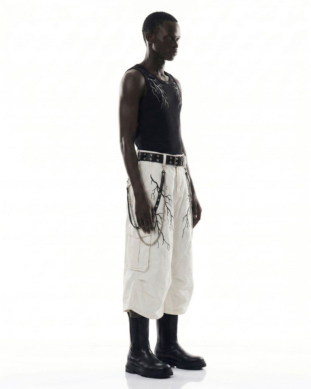 LIGHTNING Series | Gothic Chain Strap Utility Shorts