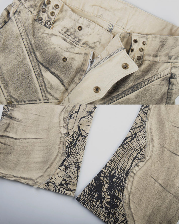 New Distressed Washed Wide Leg Jeans