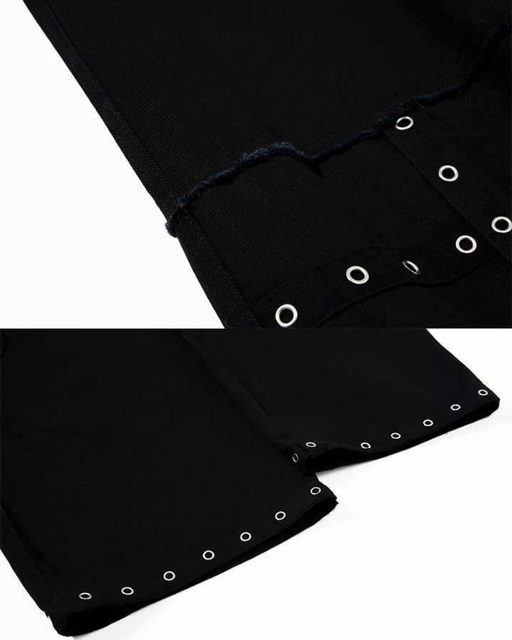 Heavy Washed Eyelet Cargo Pants