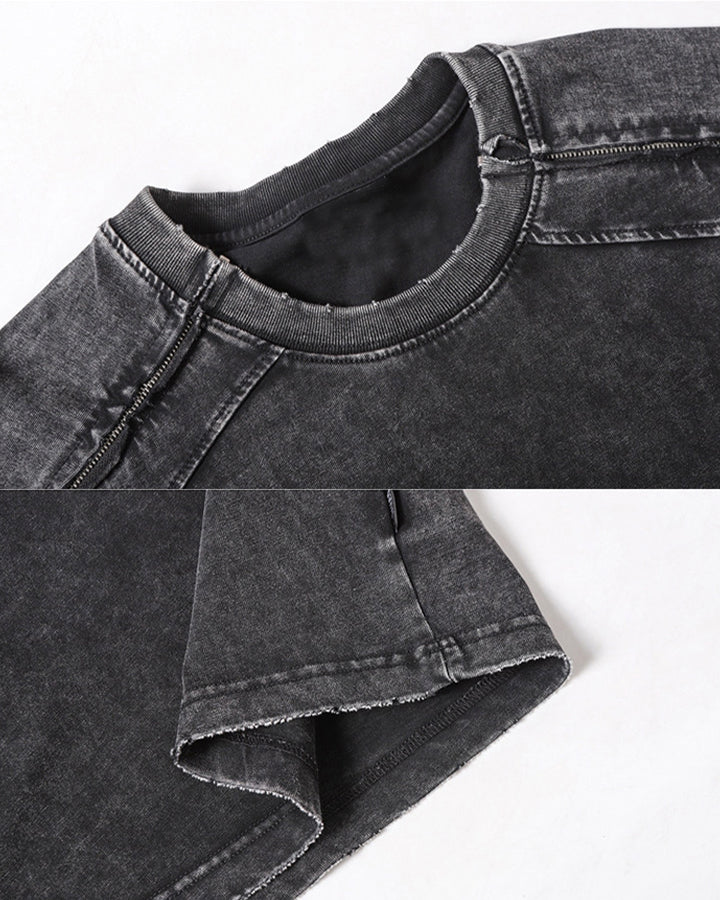 American Yabi Washed Distressed Design Short T-Shirt