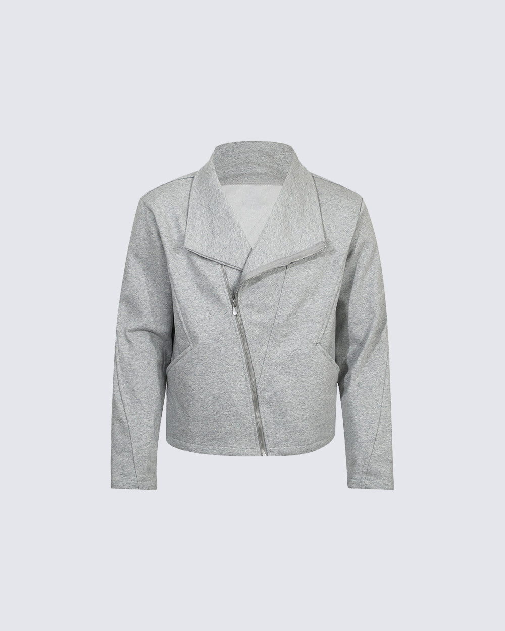 Minimalist Asymmetric Zip Stand Collar Jacket