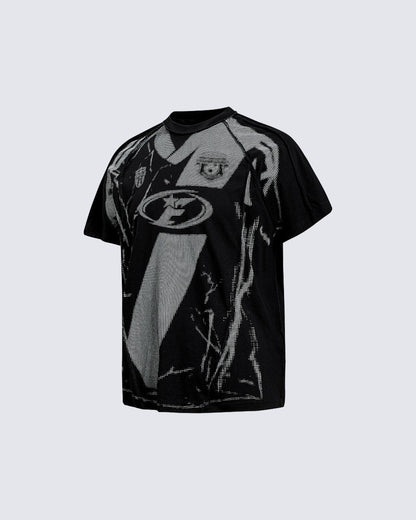 American Black Mesh Number Print Tee