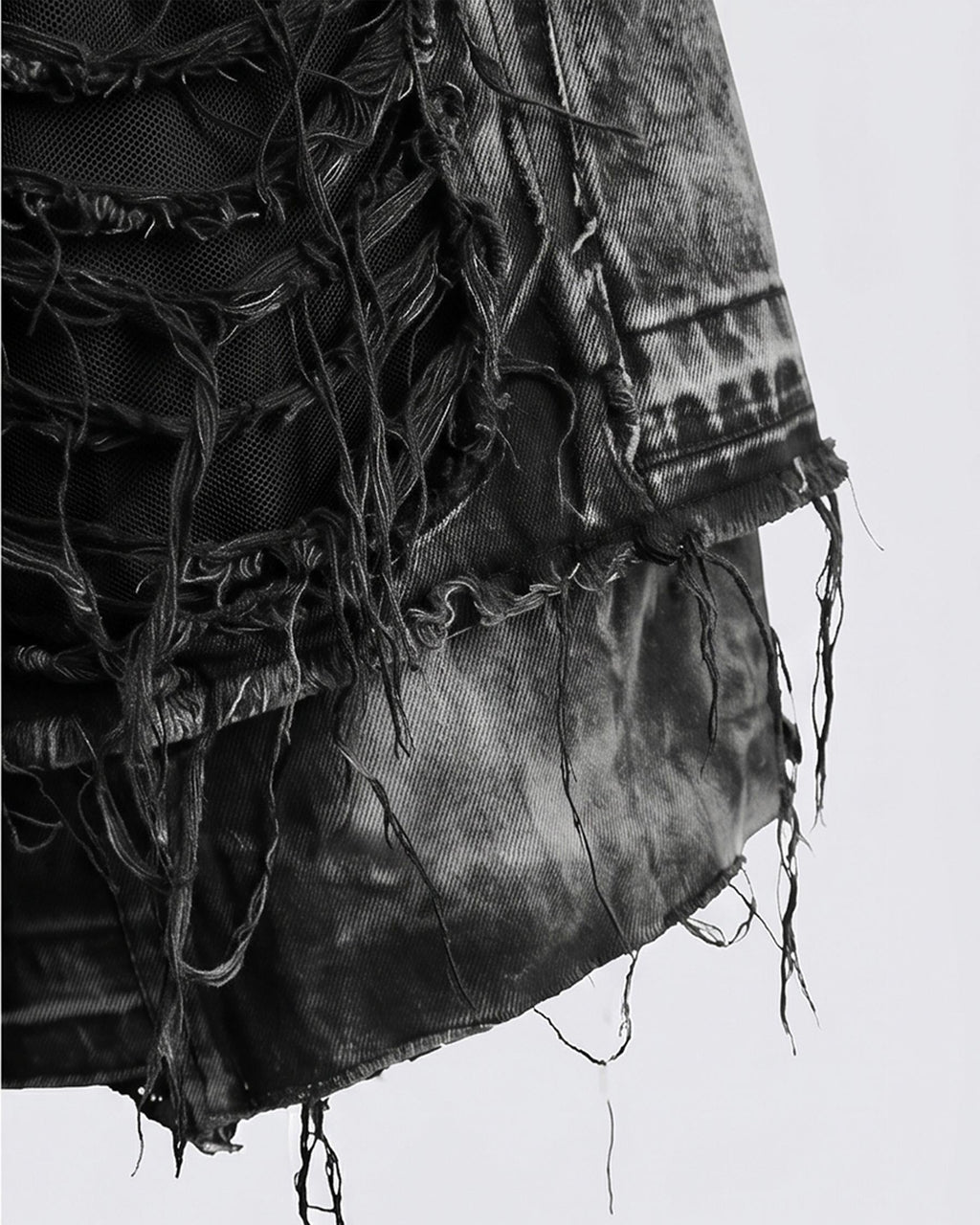 KIIKIO-Distressed Washed Layered Denim Shorts New