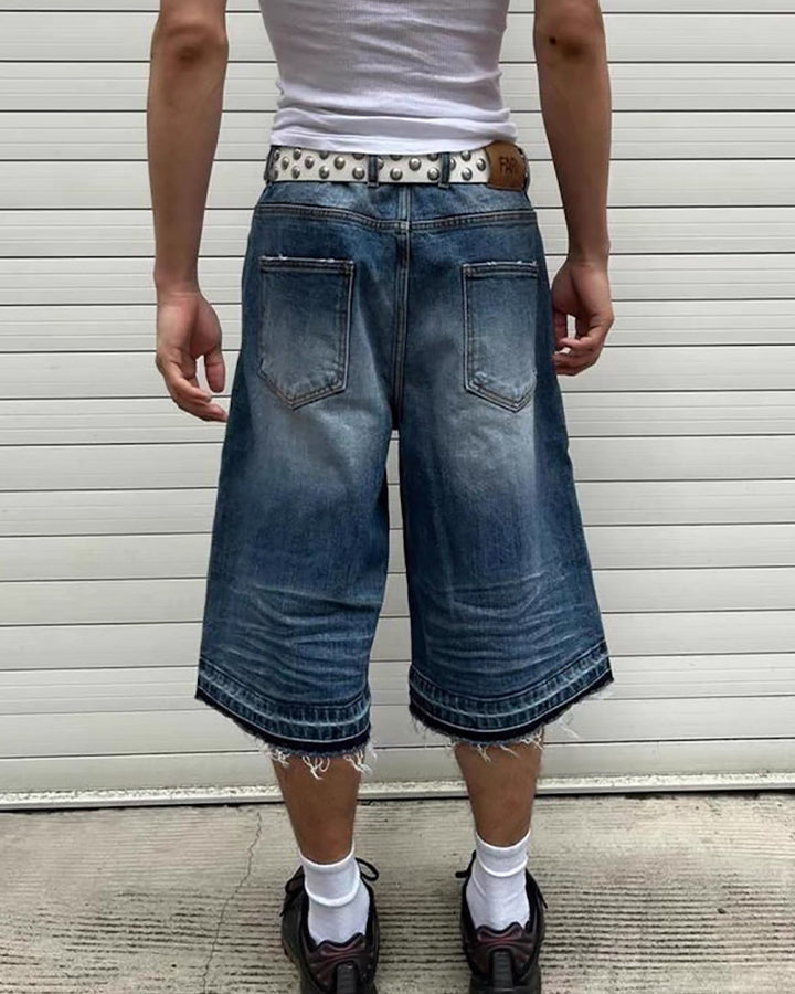 Distressed Denim Cropped New Shorts