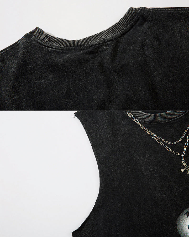 Distressed Graphic Street Sleeveless Tank