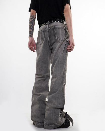 Niche Light-Asian Deconstructed Flared Jeans