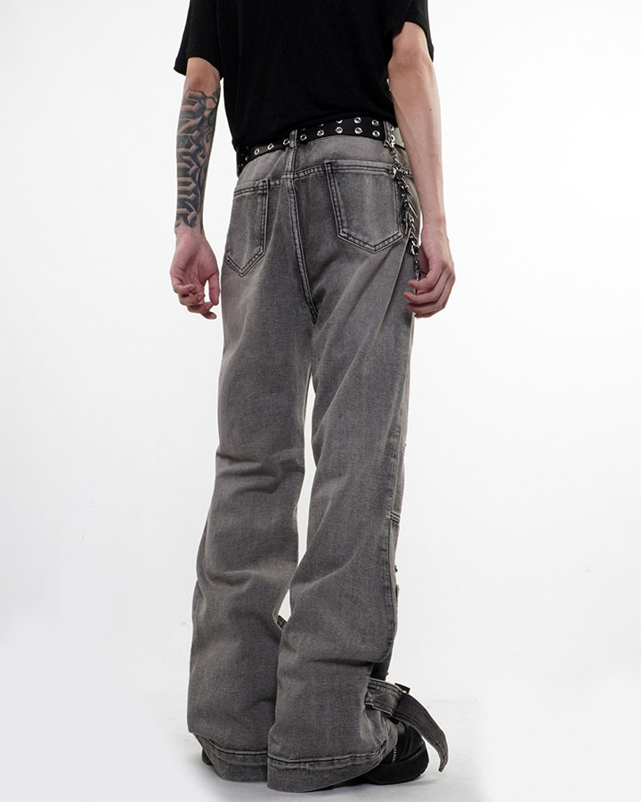 Niche Light-Asian Deconstructed Flared Jeans