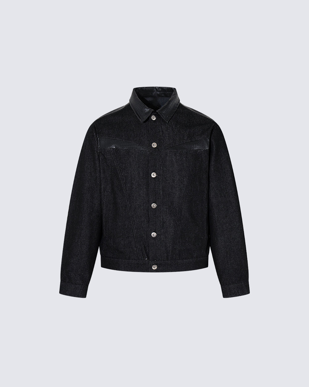Raw Denim Leather Patchwork Jacket