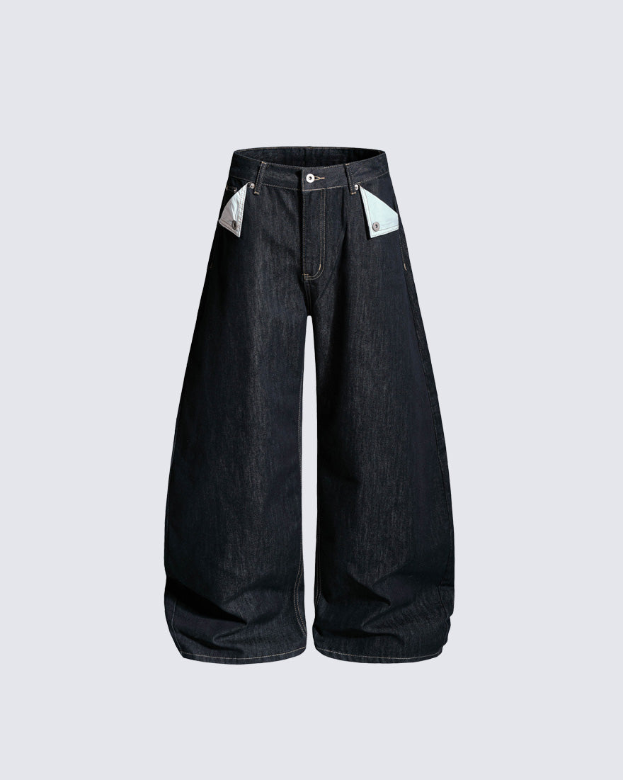 Wide Leg Denim Cargo Casual Pants