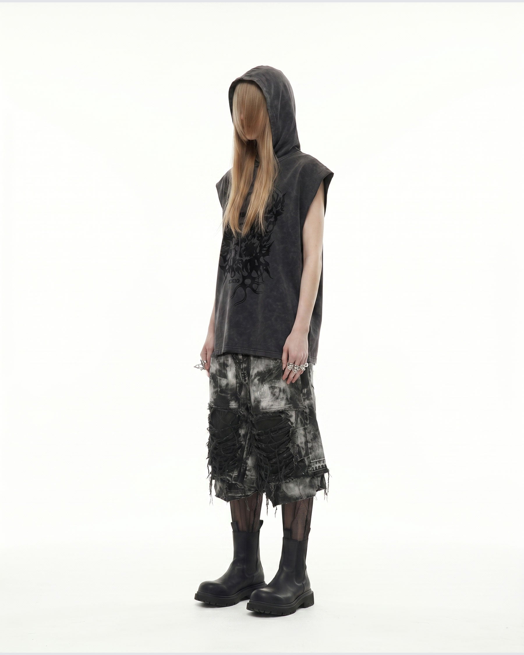 KIIKIO-New Washed Hooded Sleeveless Top