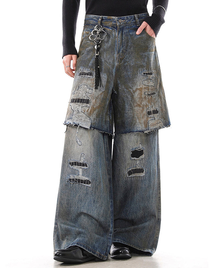 Vintage Split-Cut Denim Jeans