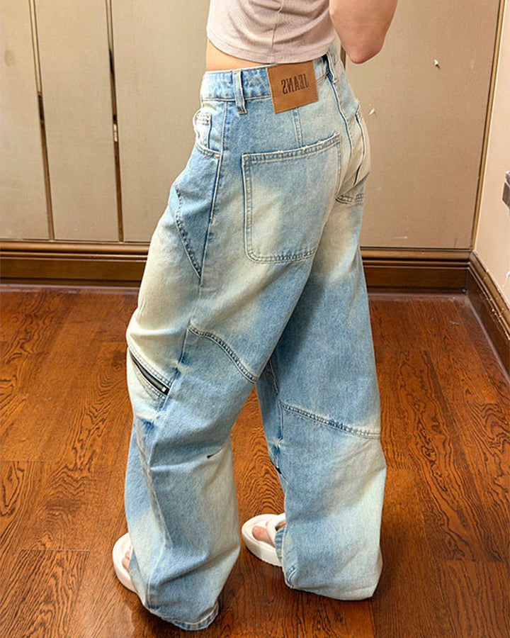 Washed Faded Distressed Irregular Denim