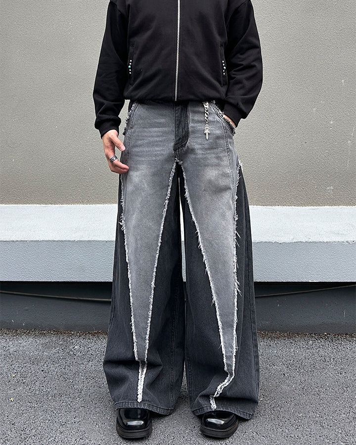 Vintage Washed Patchwork Denim Pants