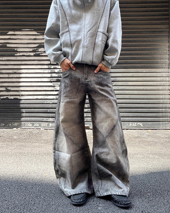 Vintage Washed Wide-Leg Jeans