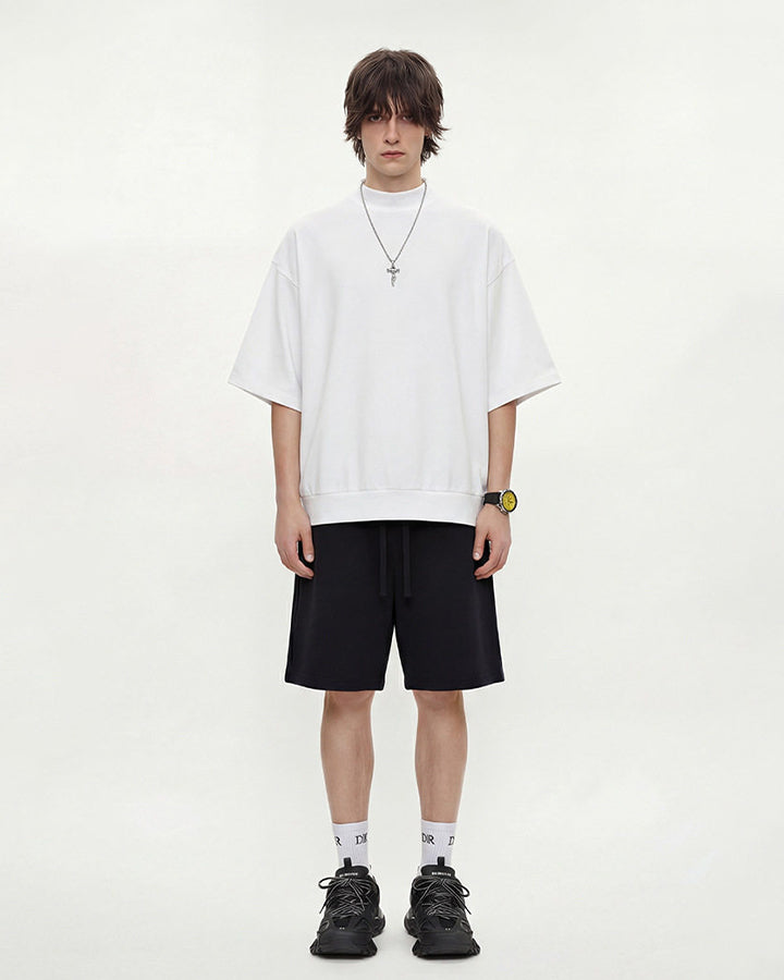 New Minimal Mock Neck Short Sleeve T-Shirt