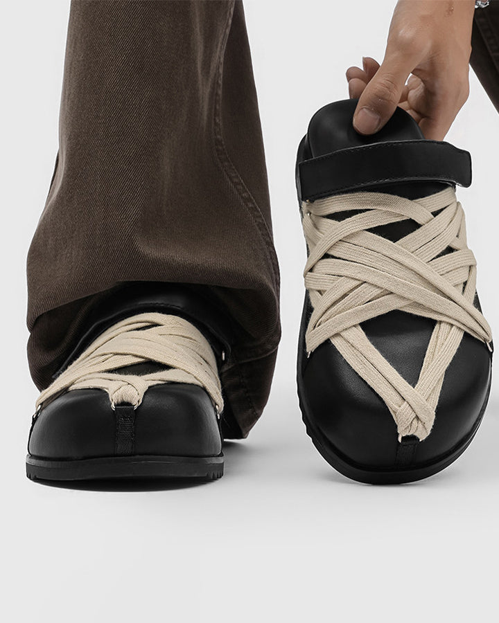Black Crisscross Strap Slingback Sandals