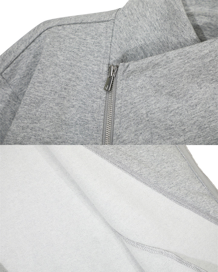 Minimalist Asymmetric Zip Stand Collar Jacket