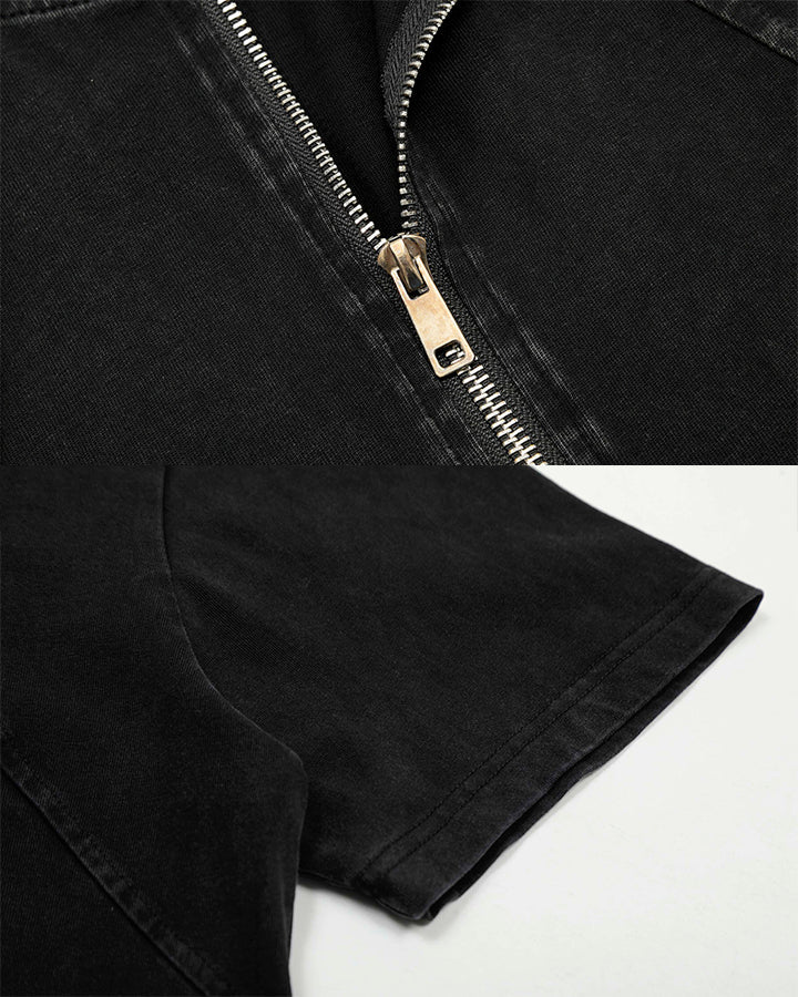 Vintage Washed Zip Panel T-Shirt