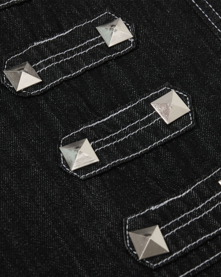 Grommet Detail Wide Leg Denim Pants