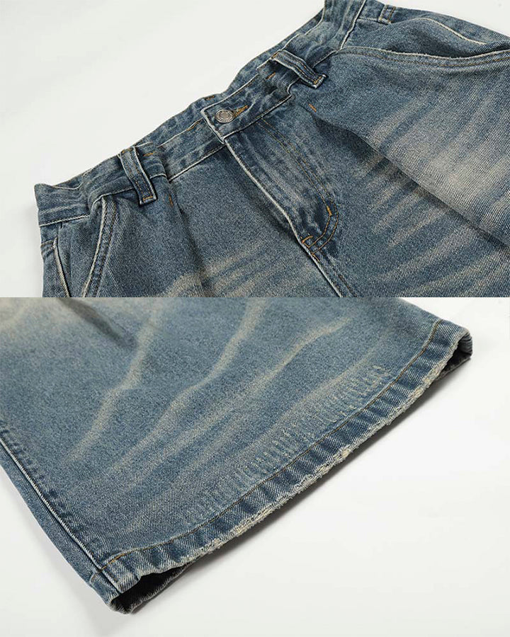 American Vintage Whiskered Washed Denim Jeans