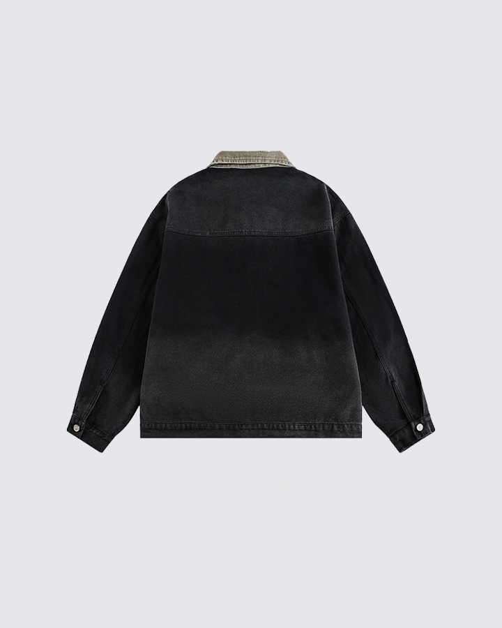 Angel Graphic Embroidered Vintage Washed Jacket