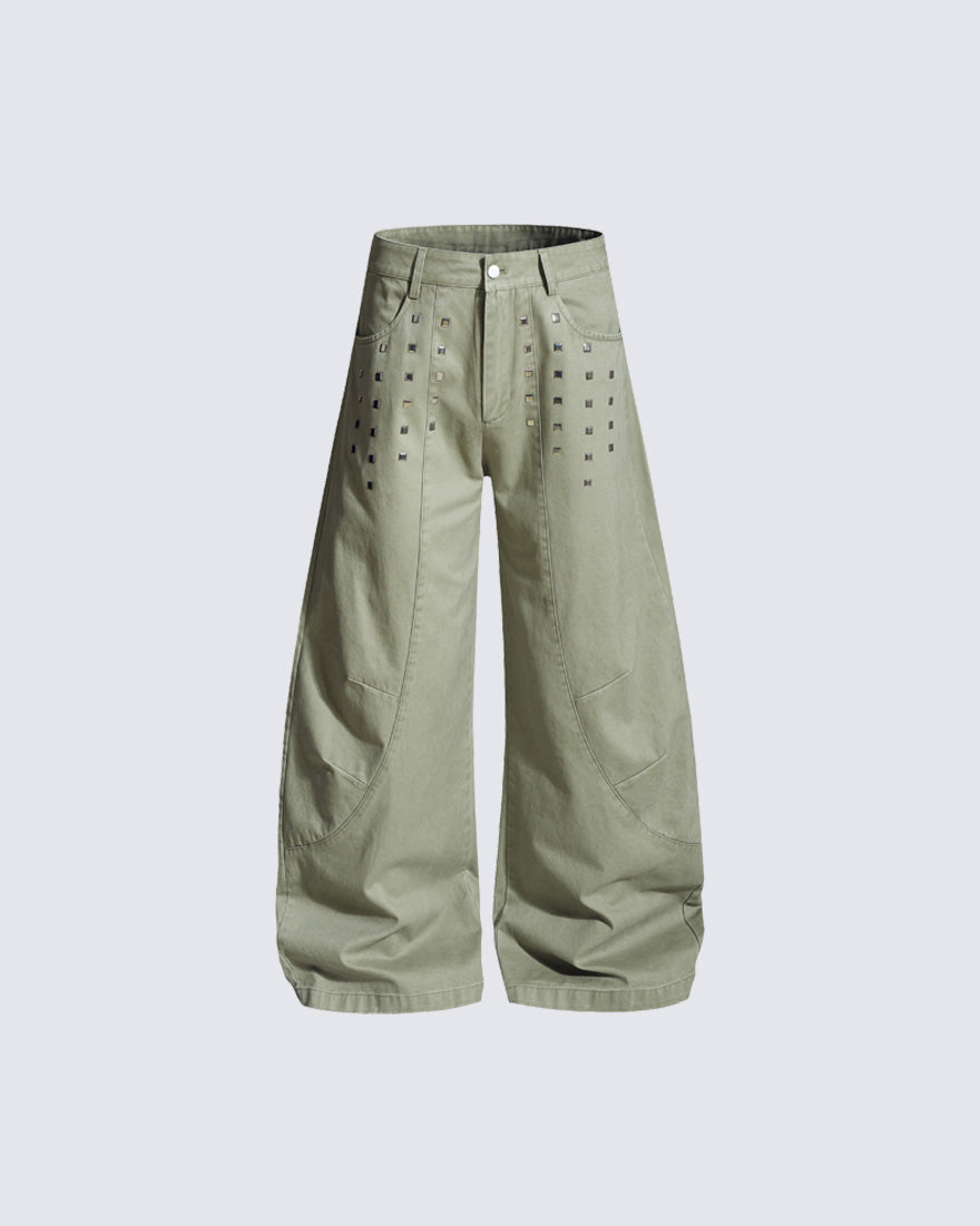 American Street Studded Wide-Leg Cargo Pants