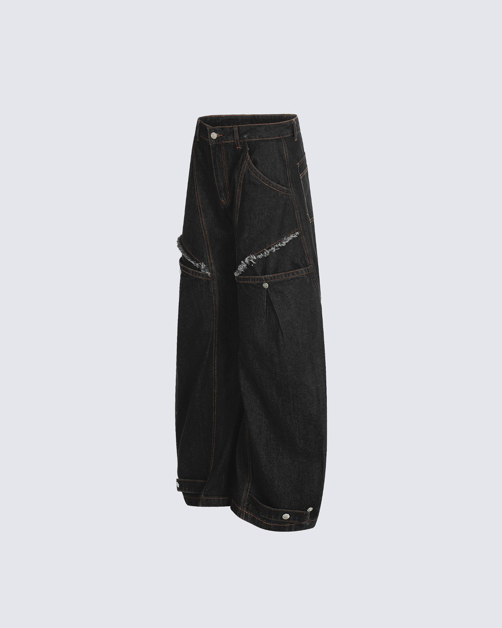 Contrast Stitch Distressed Denim Pants