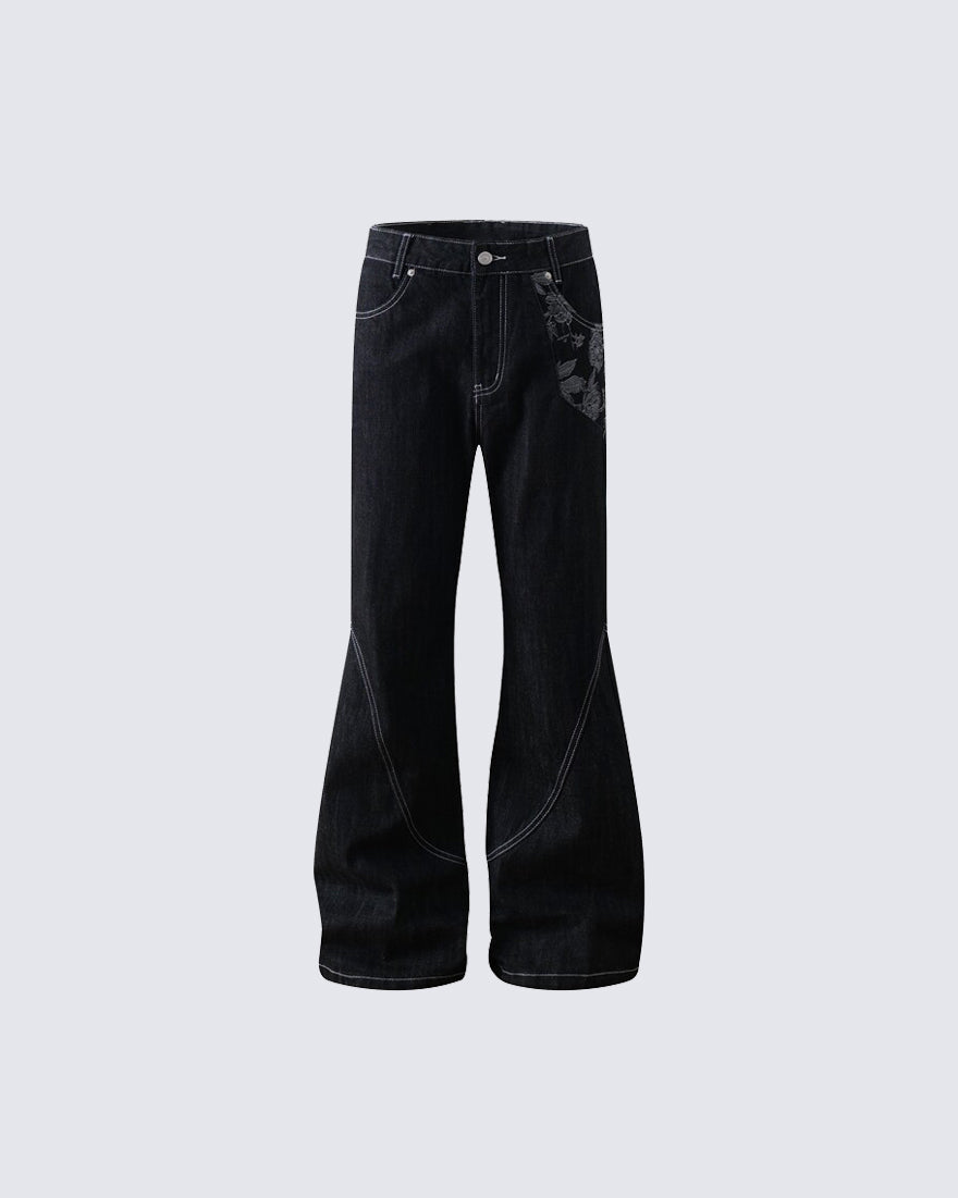 American High Street Flared Black Jeans