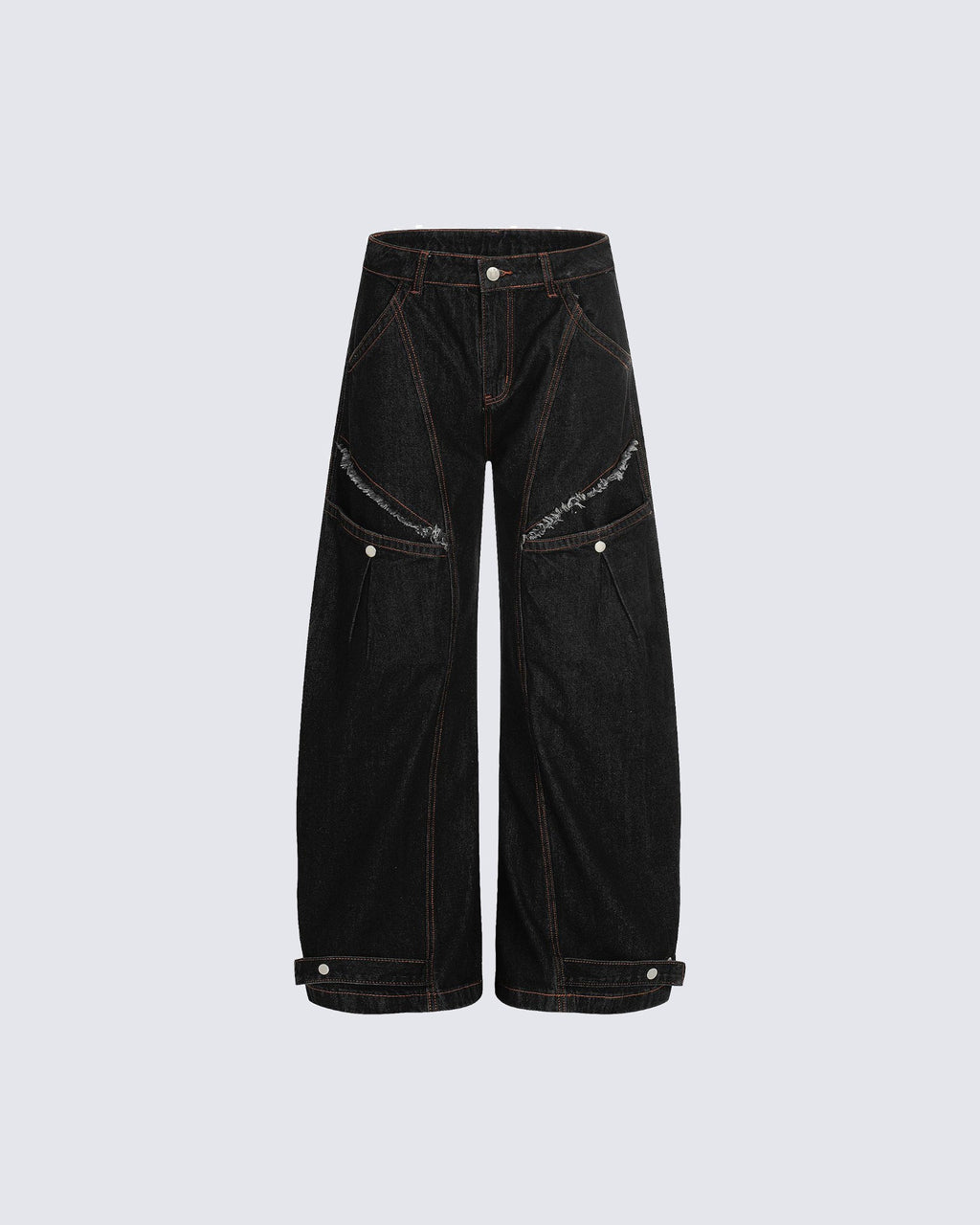 Contrast Stitch Distressed Denim Pants