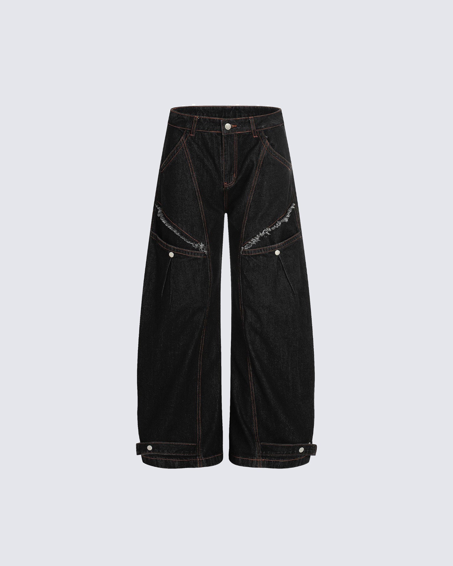Contrast Stitch Distressed Denim Pants
