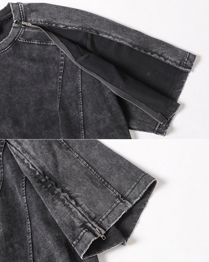 American Yabi Washed Distressed Design Short T-Shirt