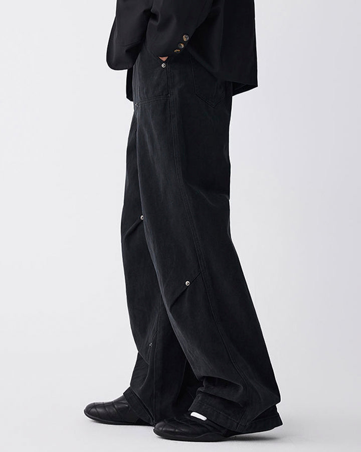 Minimal Rivet Panel Wide Leg Pants