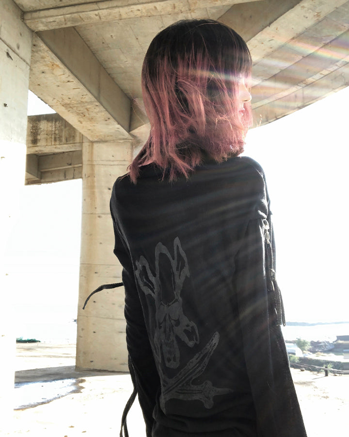 Gothic Skull Print Long Sleeve T-Shirt