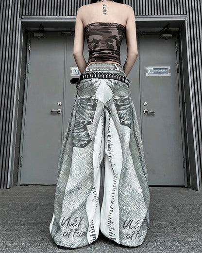 New American 3D Print Wide-Leg Pants
