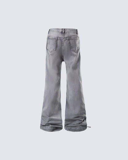 Niche Light-Asian Deconstructed Flared Jeans