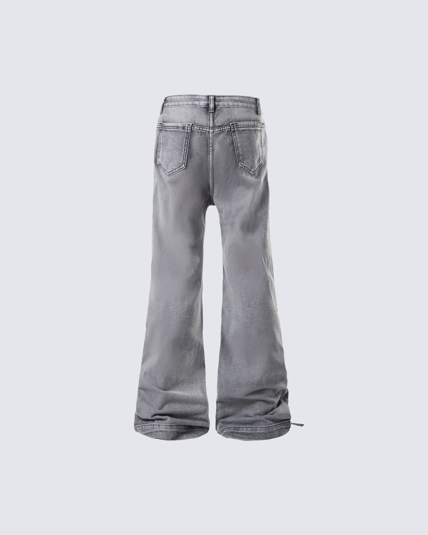 Niche Light-Asian Deconstructed Flared Jeans