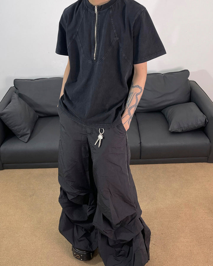 Vintage Washed Zip Panel T-Shirt