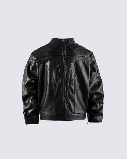 Structured Panel Faux Leather Jacket