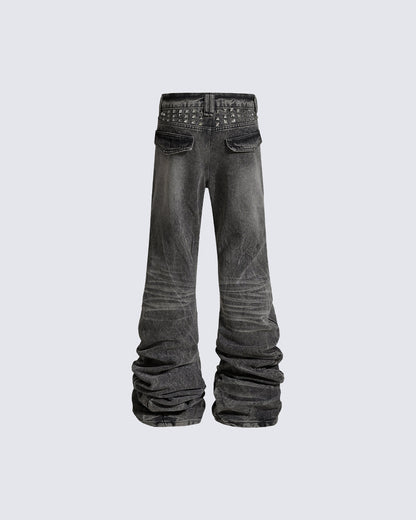 High Street Flared Extra-Long Stacked Jeans