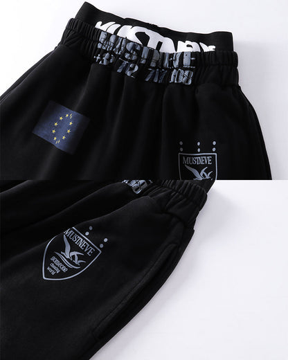 New Street Washed Distressed Curved Track Pants