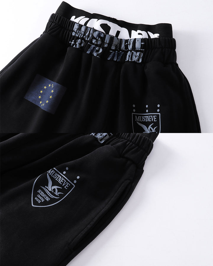 New Street Washed Distressed Curved Track Pants