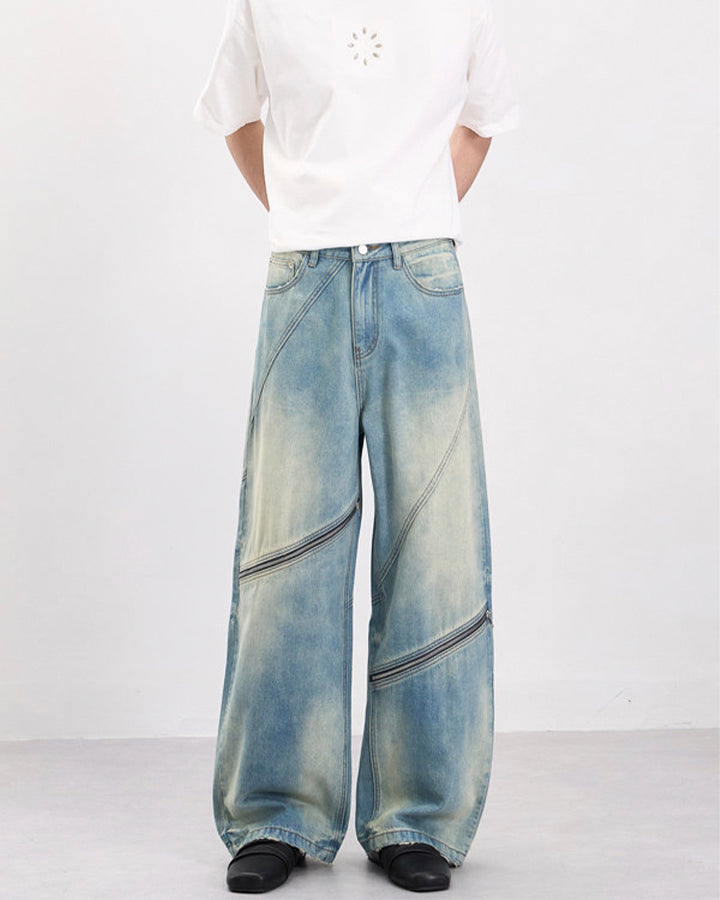 Washed Faded Distressed Irregular Denim