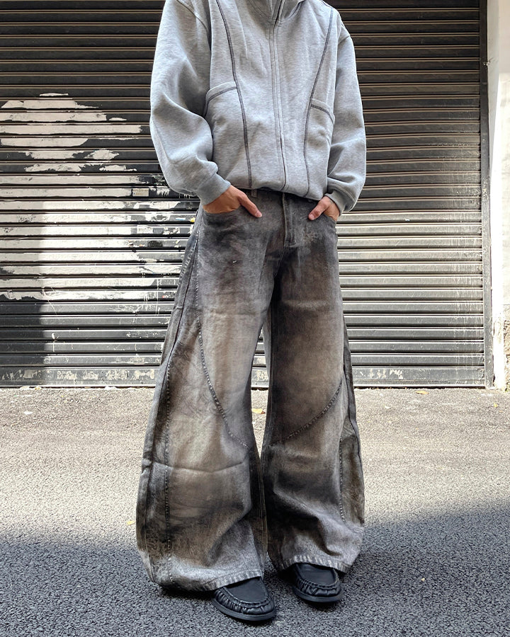 Vintage Washed Wide-Leg Jeans
