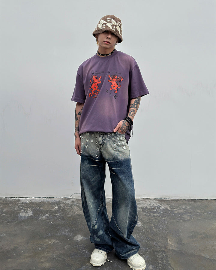 American Punk Metal Blade Denim Pants